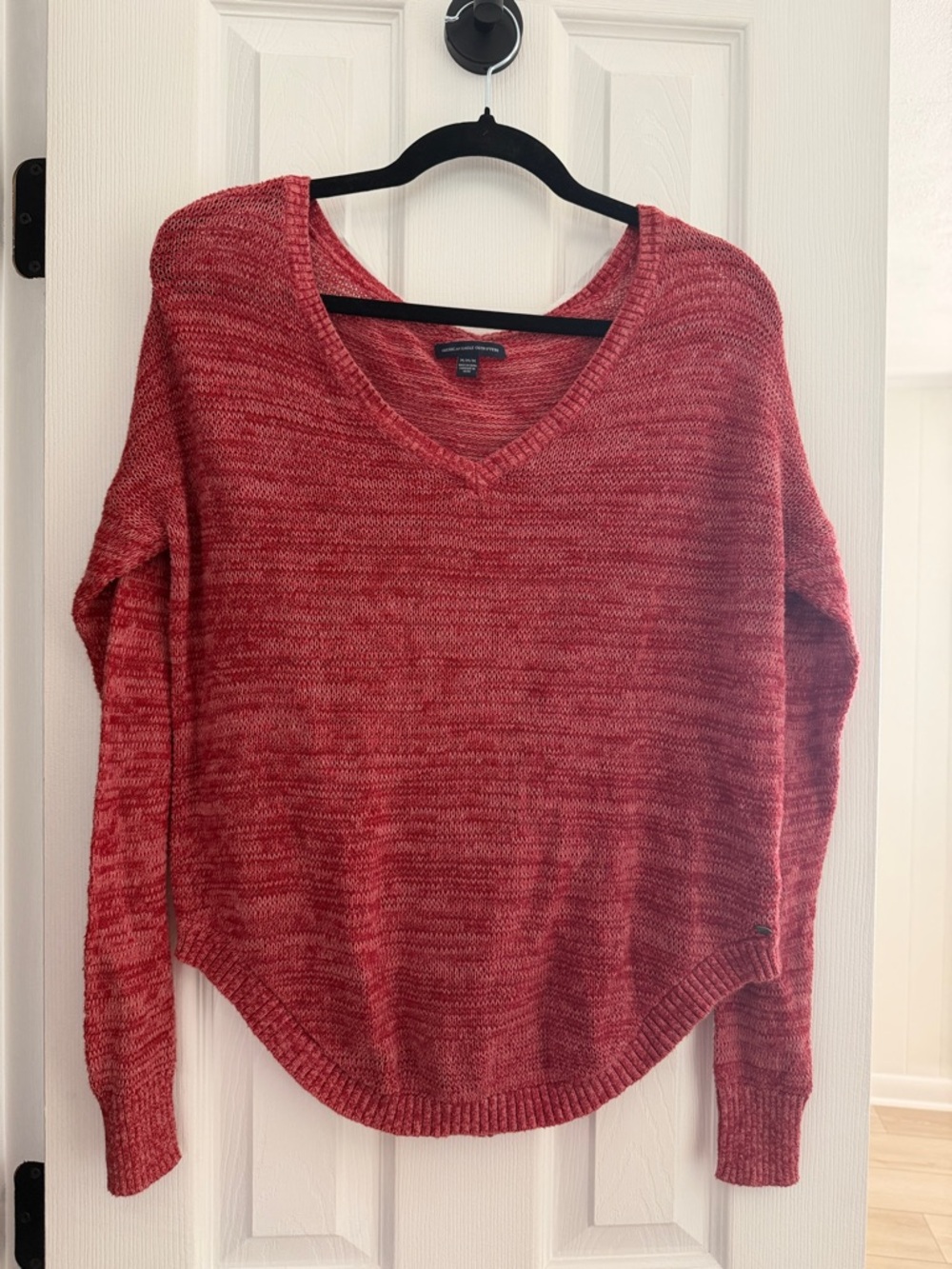 American Eagle Outfitters Marled Red V-Neck Sweater